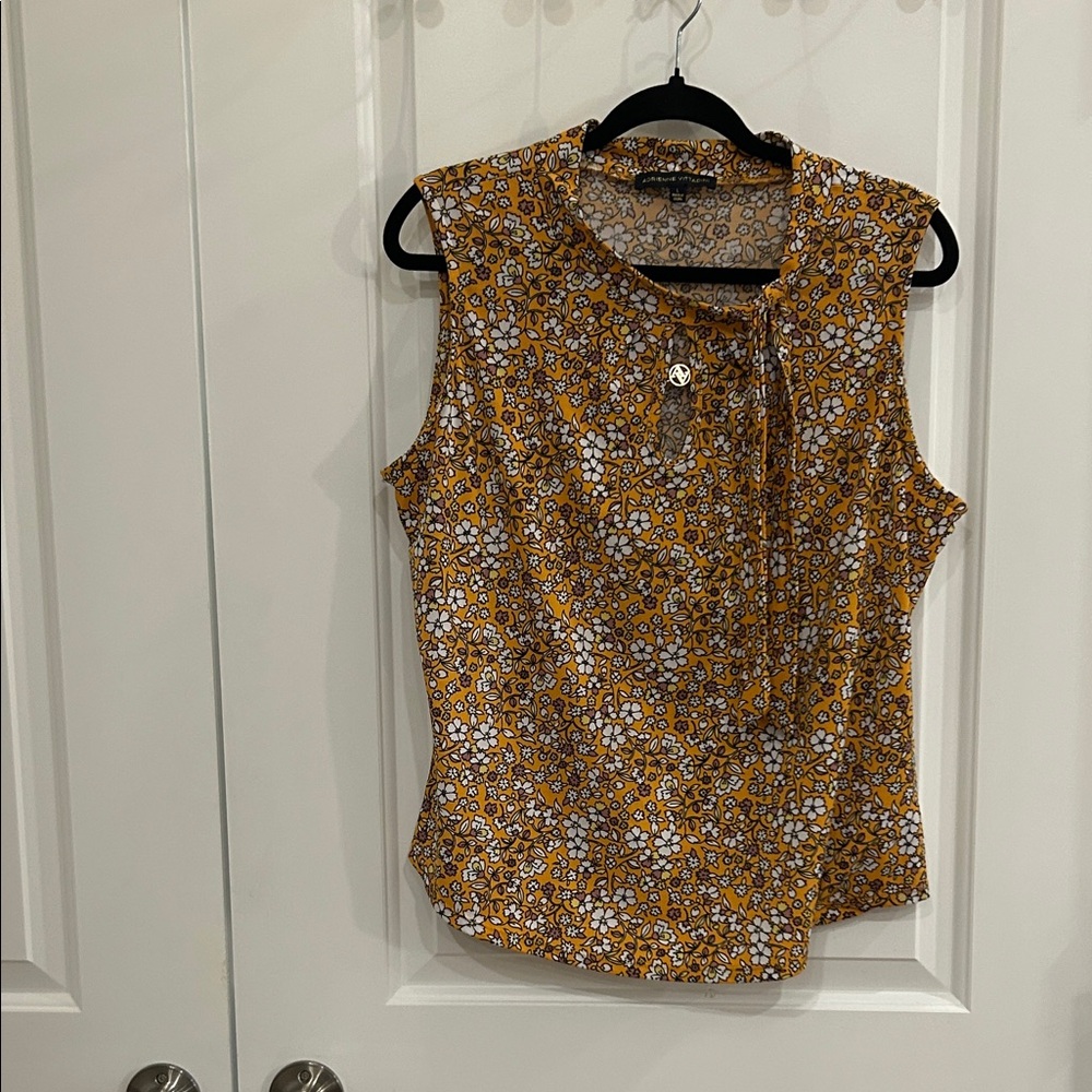 Mustard and White Floral Vacation Blouse